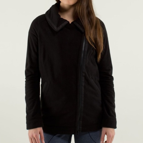 lululemon athletica Jackets & Blazers - Lululemon Moto Jacket Fleece Black with Asymmetrical Zipper
